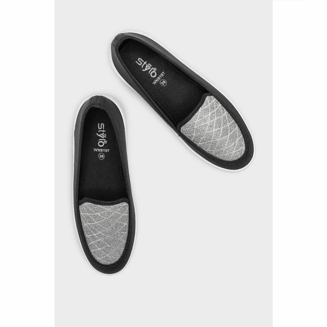 Black Canvas Slip Ons WN6197