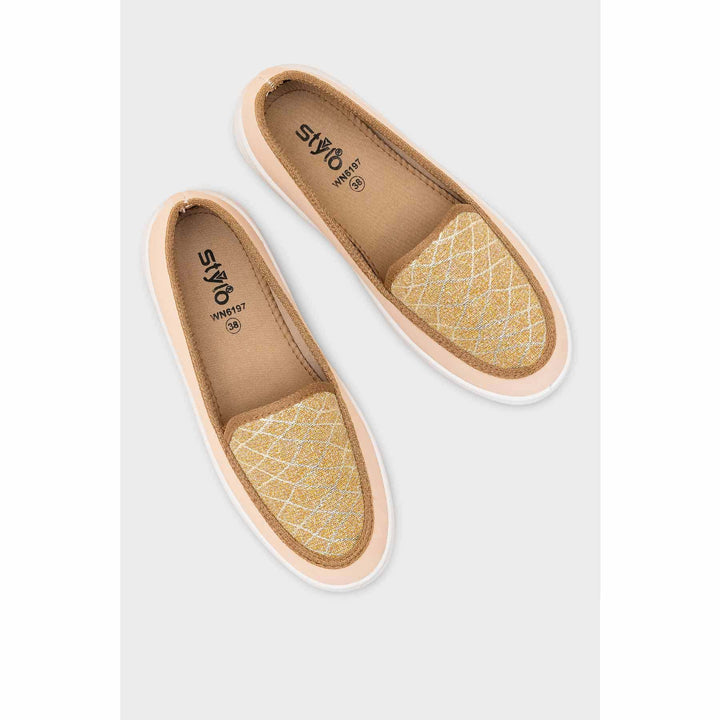Beige Canvas Slip Ons WN6197