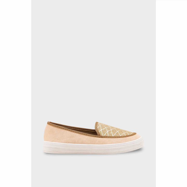 Beige Canvas Slip Ons WN6197
