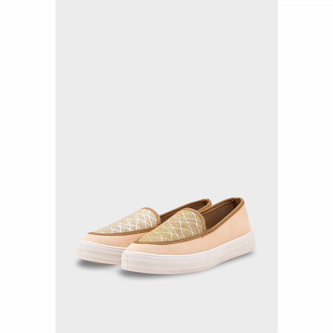 Beige Canvas Slip Ons WN6197