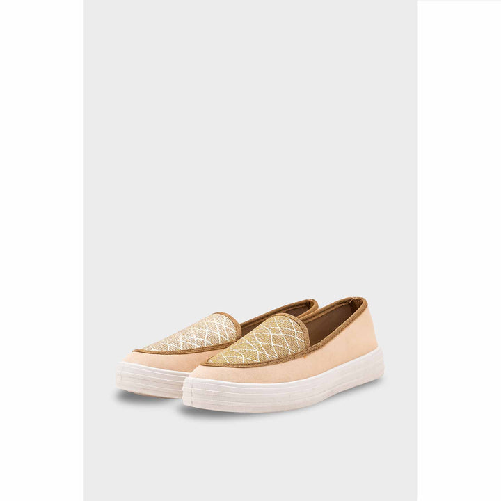 Beige Canvas Slip Ons WN6197
