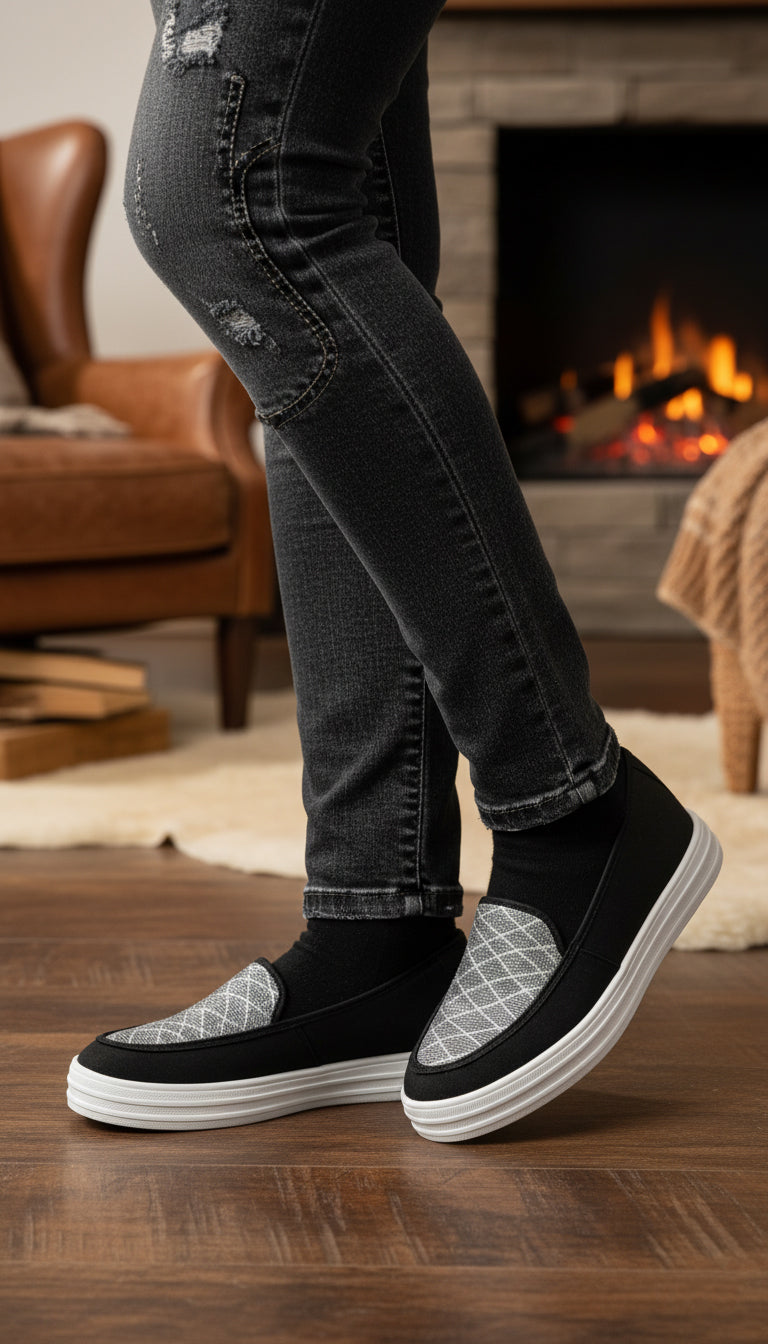 Black Canvas Slip Ons WN6197