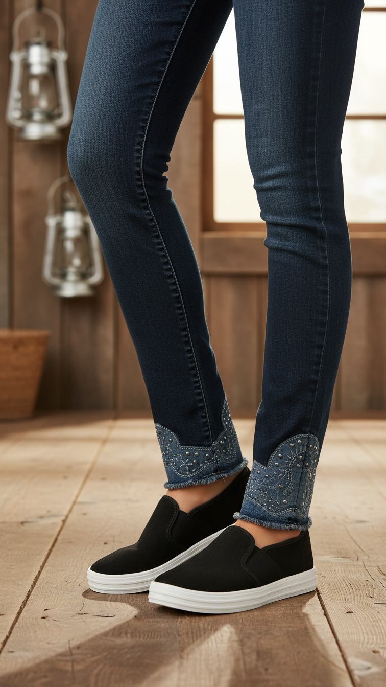 Black Canvas Slip Ons WN6198