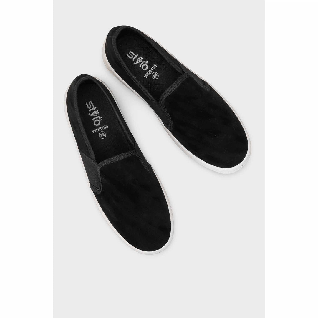 Black Canvas Slip Ons WN6198