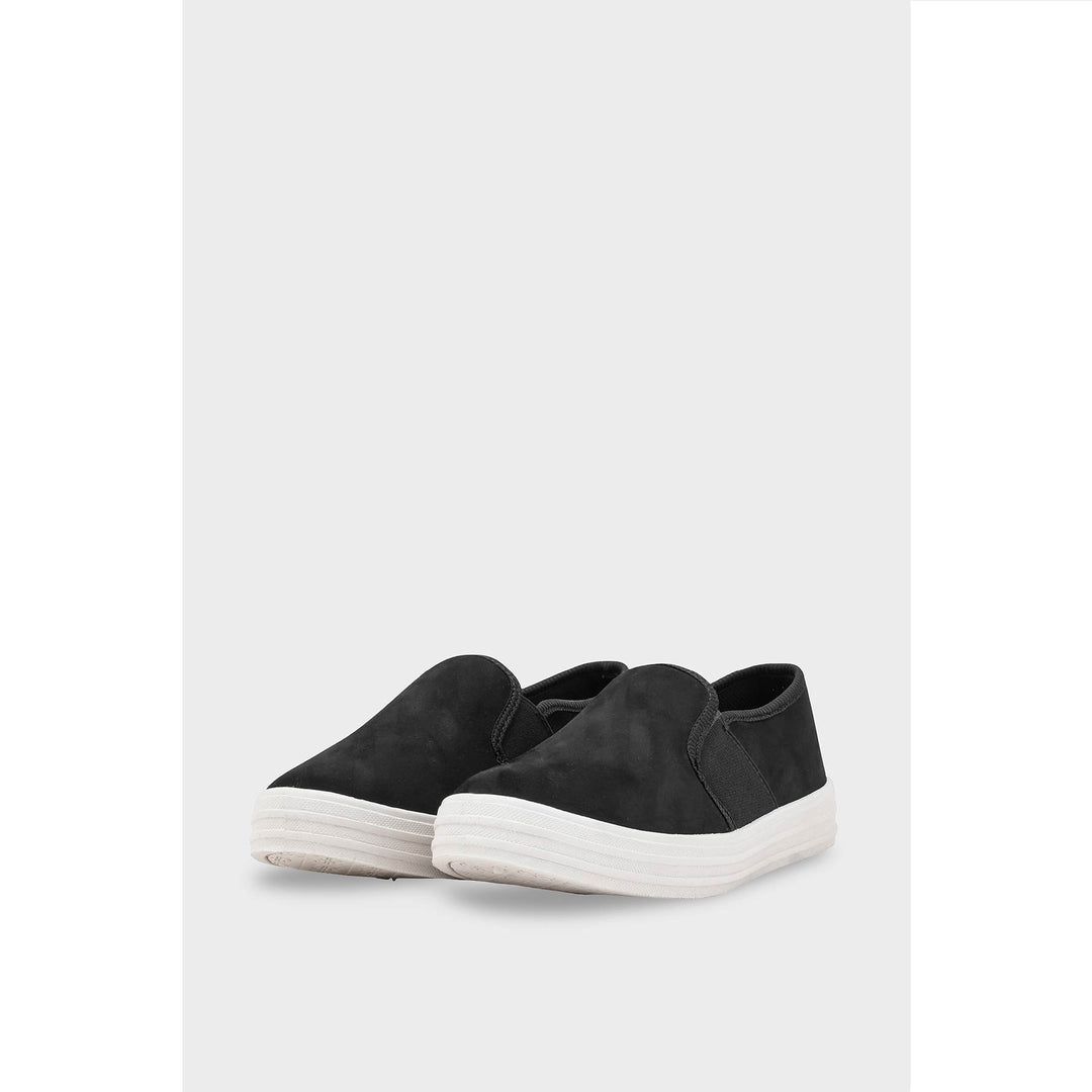 Black Canvas Slip Ons WN6198