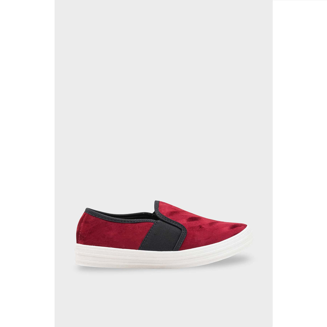 Maroon Canvas Slip Ons WN6198