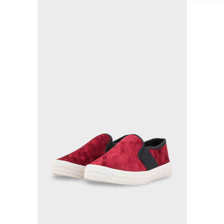 Maroon Canvas Slip Ons WN6198