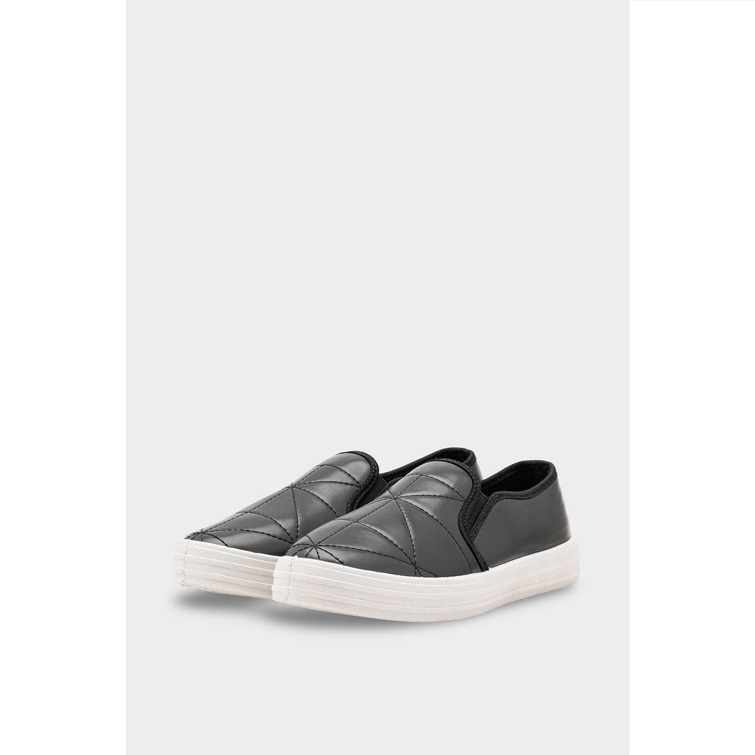 Black Canvas Slip Ons WN6199