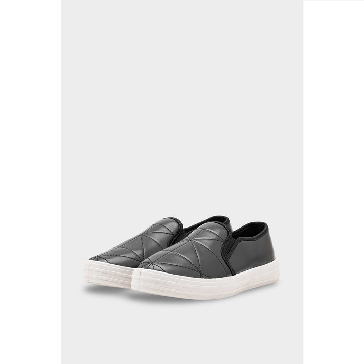 Black Canvas Slip Ons WN6199