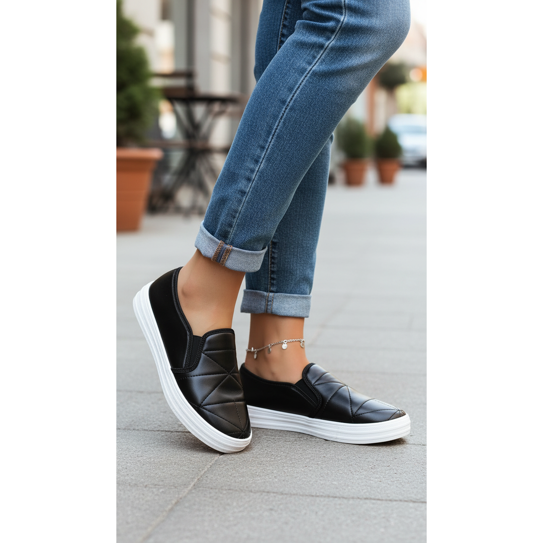 Black Canvas Slip Ons WN6199