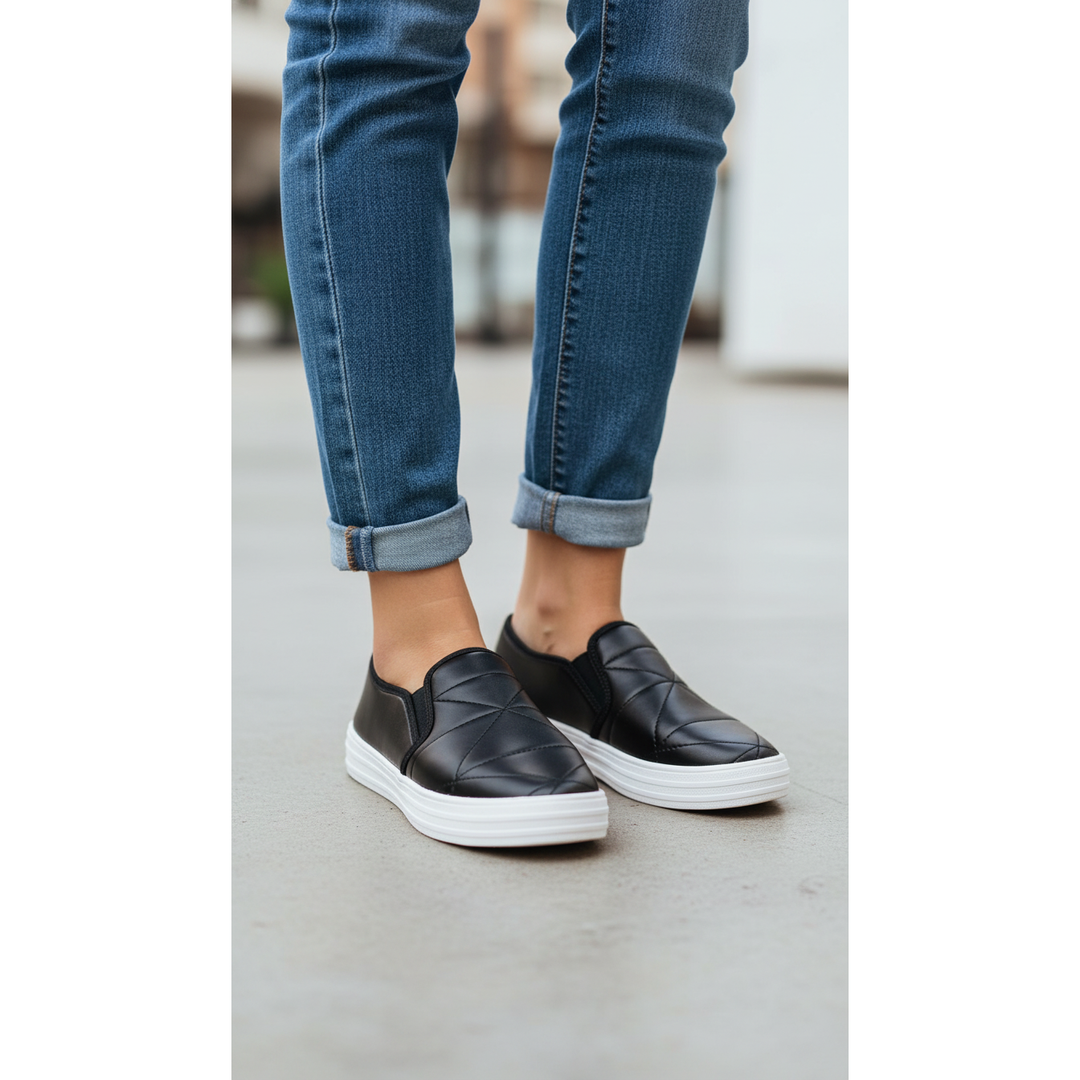 Black Canvas Slip Ons WN6199
