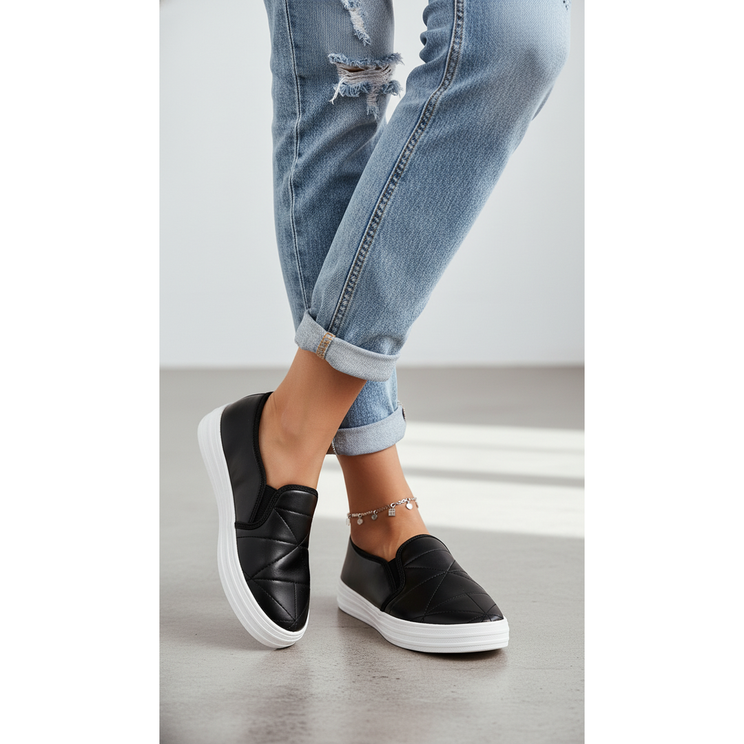 Black Canvas Slip Ons WN6199