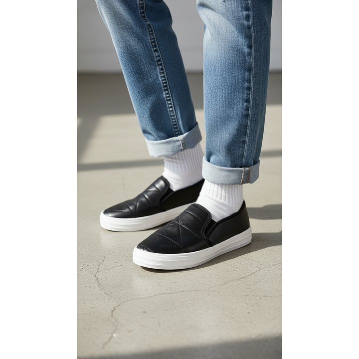 Black Canvas Slip Ons WN6199