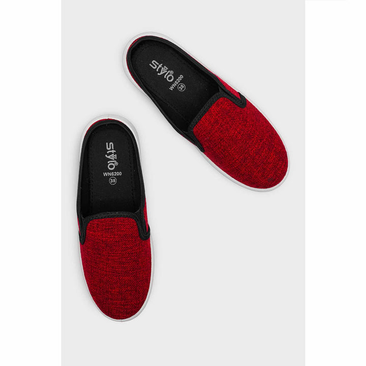 Red Canvas Slip Ons WN6200