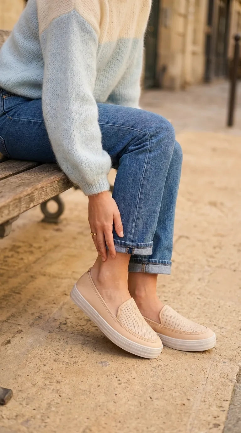 Beige Sneaker For Ladies WN6238