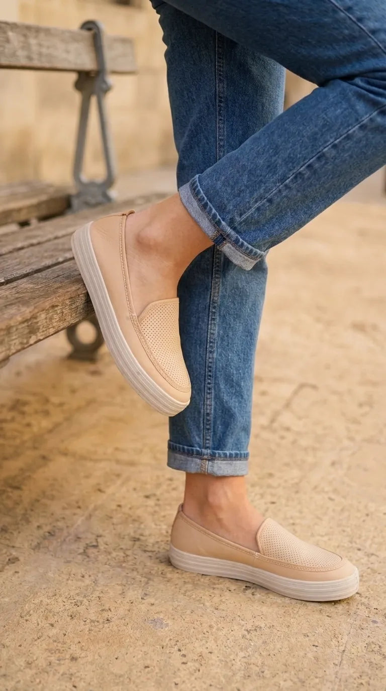 Beige Sneaker For Ladies WN6238