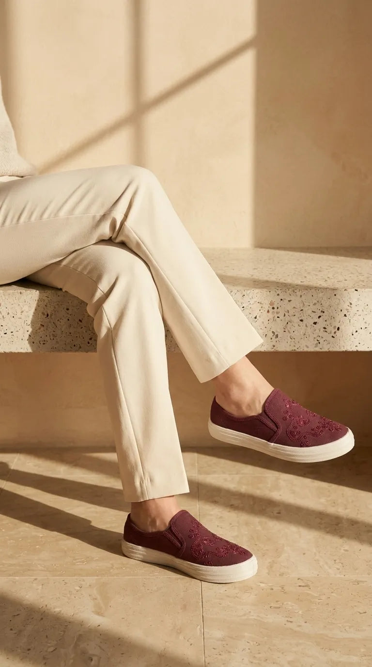 Maroon Casual Sneaker For Ladies WN6239