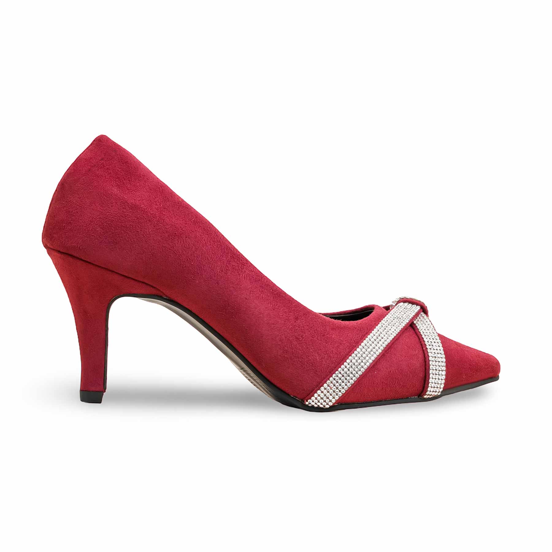 Maroon Rhinestone Court Shoe for Women | Shop Online