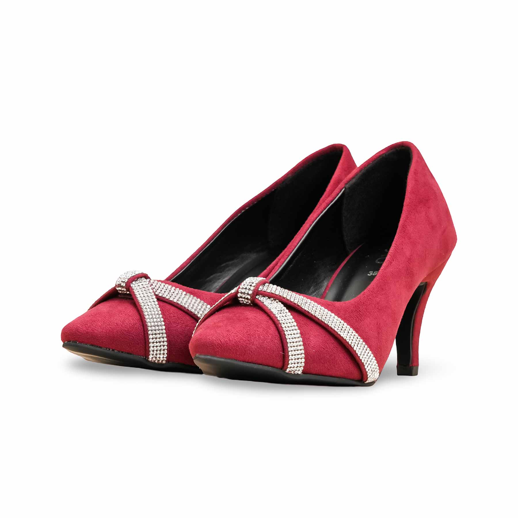 Maroon Rhinestone Court Shoe for Women | Shop Online