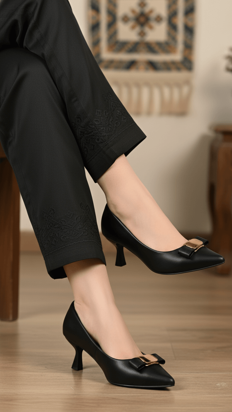 Black Court Shoes For Ladies WN7514