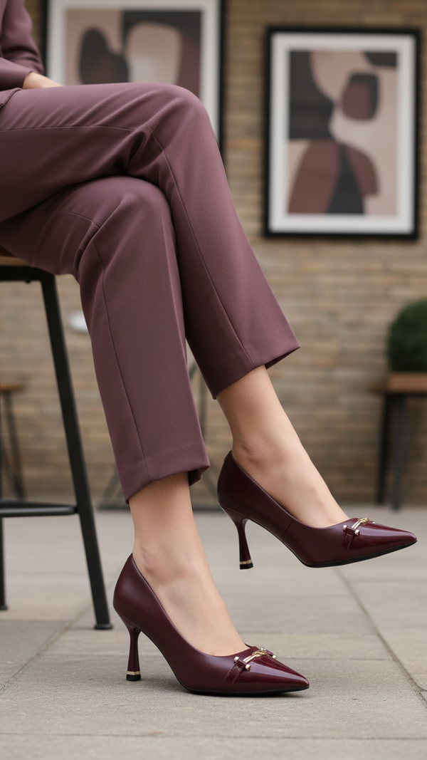 Maroon Court Shoes For Ladies WN7518