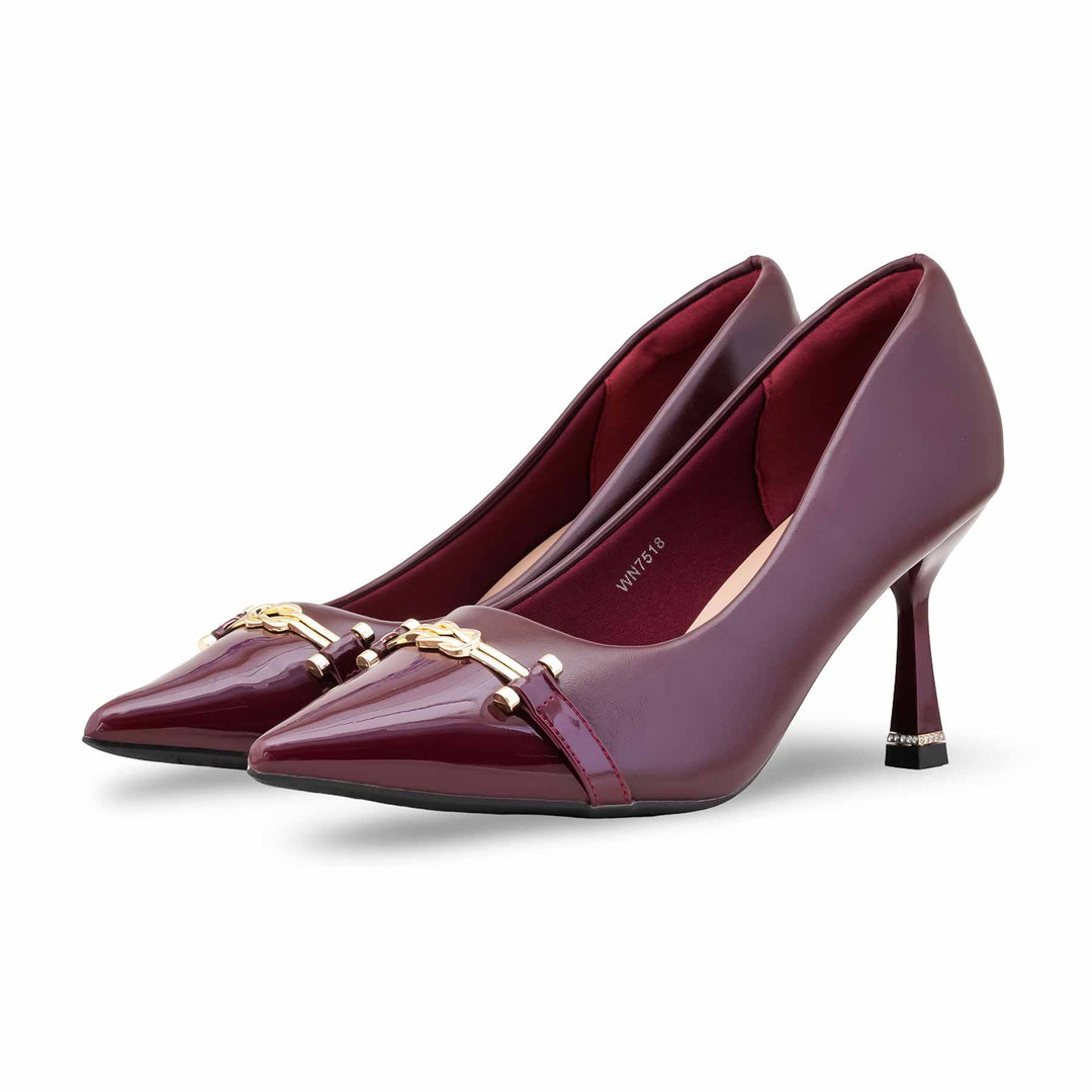 Maroon Court Shoes For Ladies WN7518