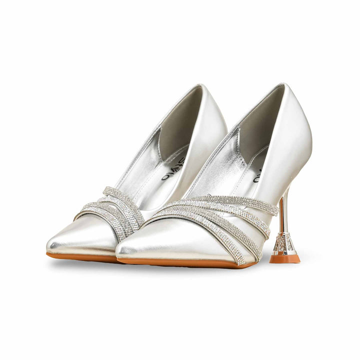Silver Court Shoes For Ladies WN7519