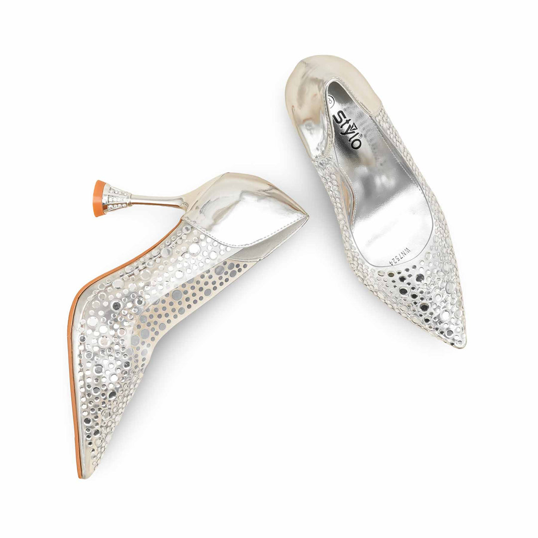 Silver Court Shoes For Ladies WN7524