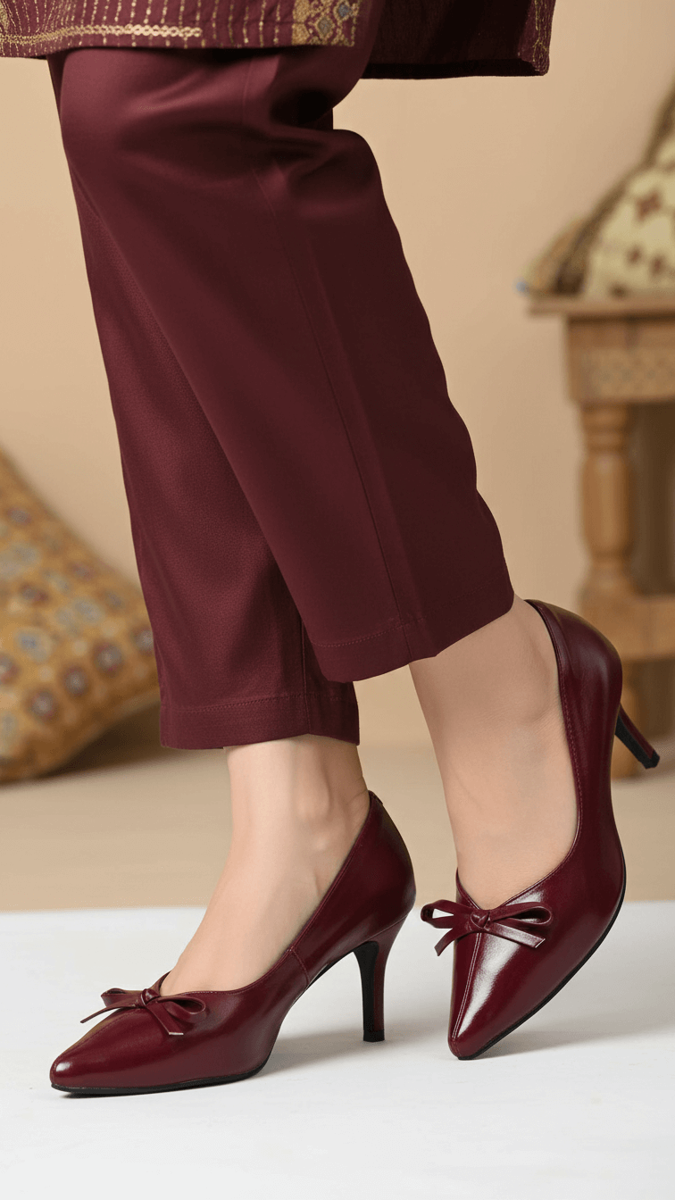 Maroon Court Shoes For Ladies WN7527