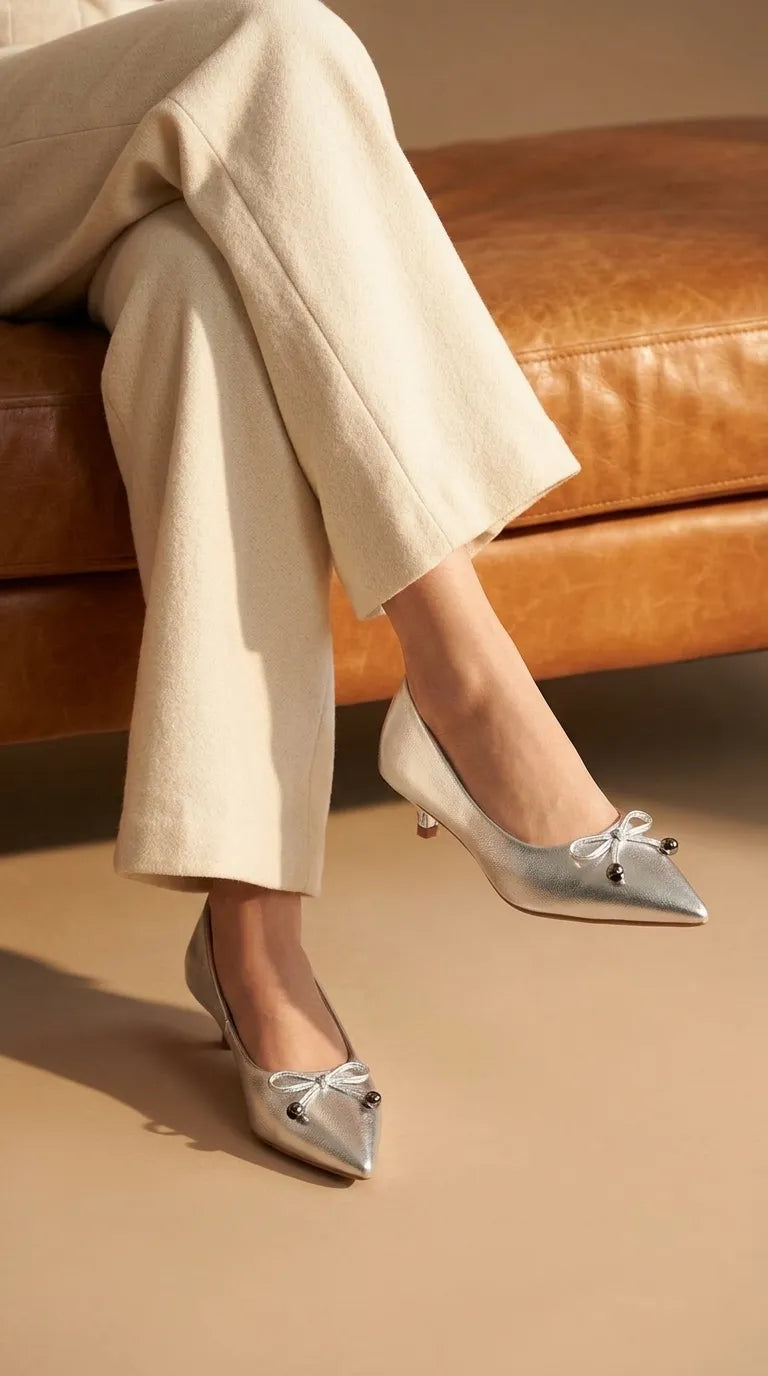 Silver Court Shoes For Women WN7591
