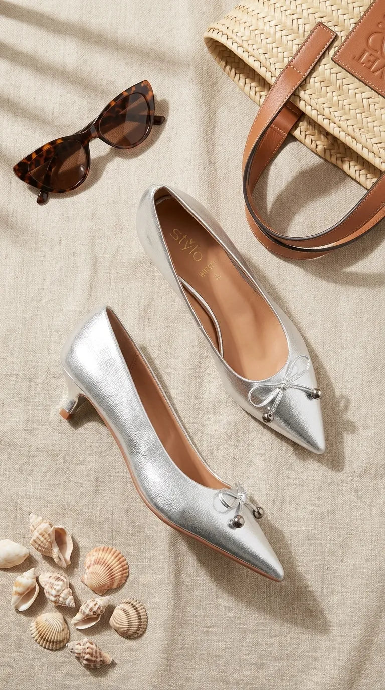 Silver Court Shoes For Women WN7591