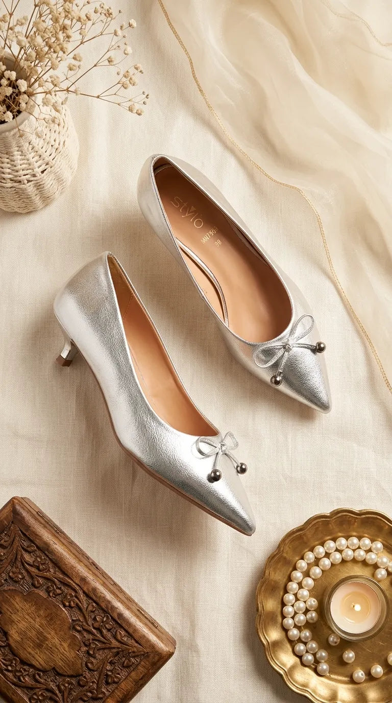 Silver Court Shoes For Women WN7591