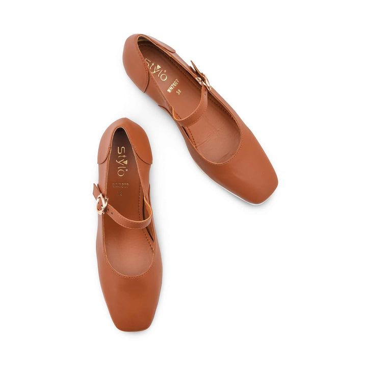 Tan Court Shoes For Ladies WN7607