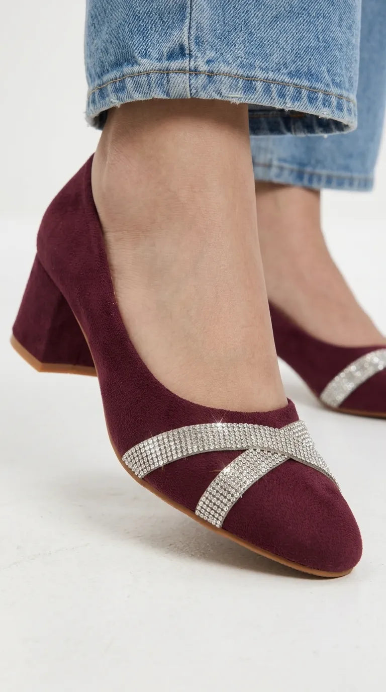 Maroon Court Shoes For Ladies WN7623