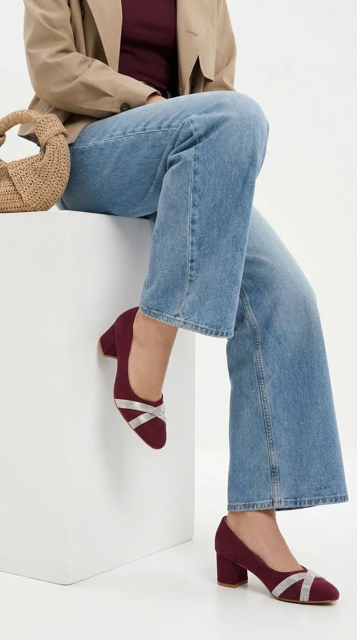 Maroon Court Shoes For Ladies WN7623