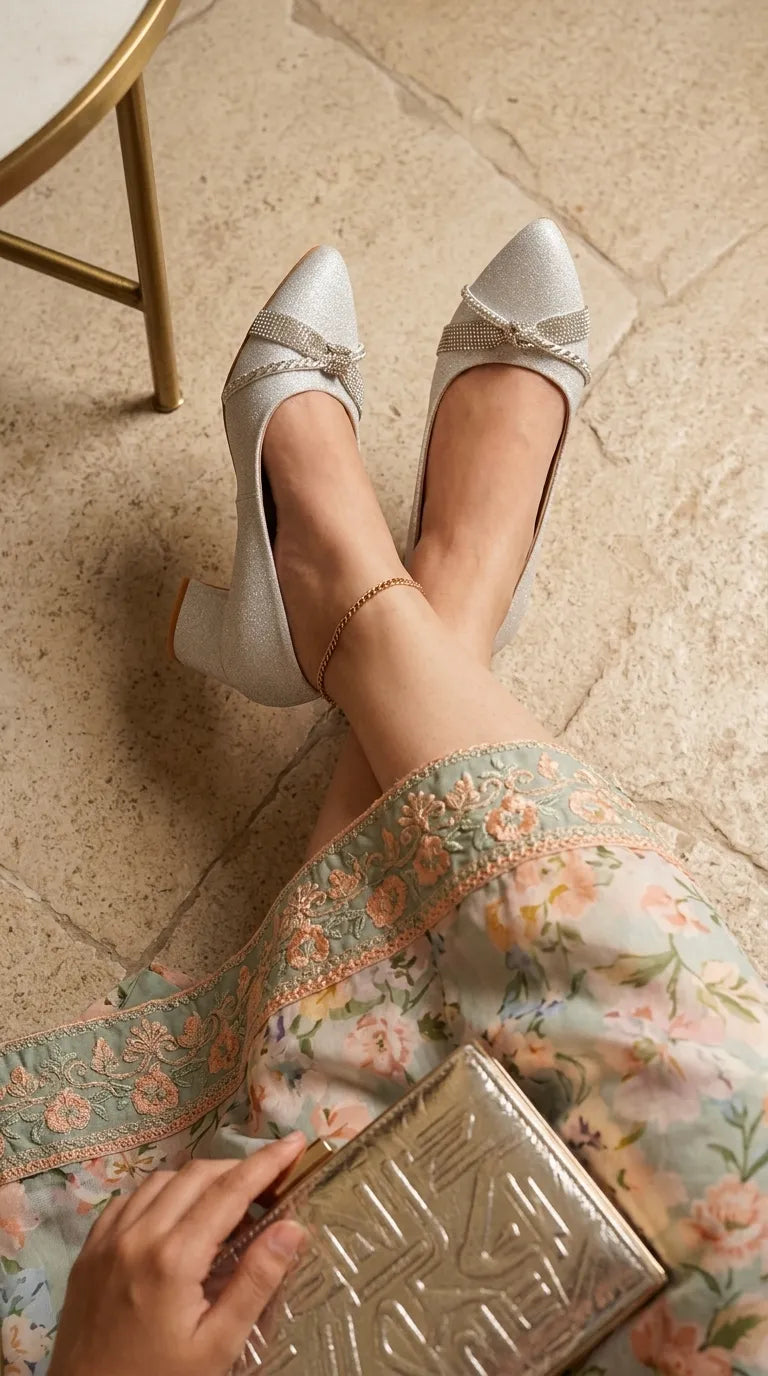 Silver Court Shoes For Ladies WN7625