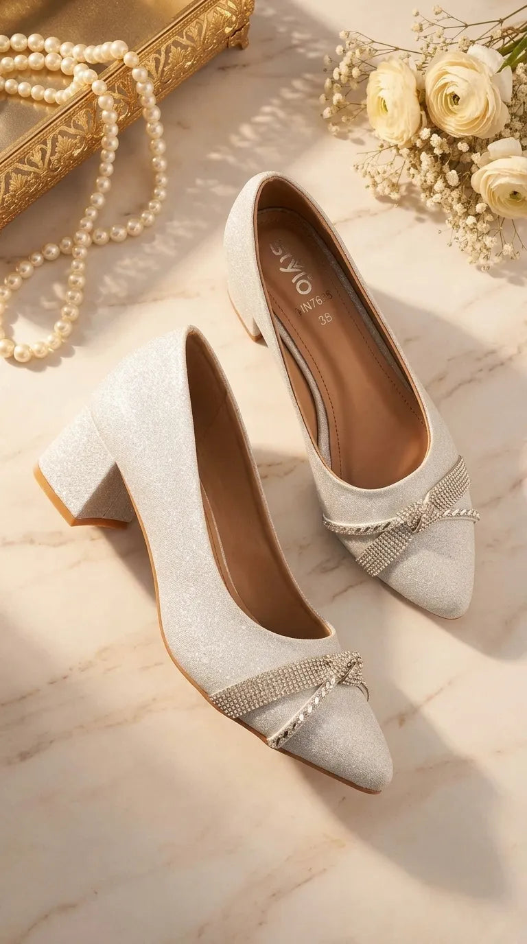 Silver Court Shoes For Ladies WN7625