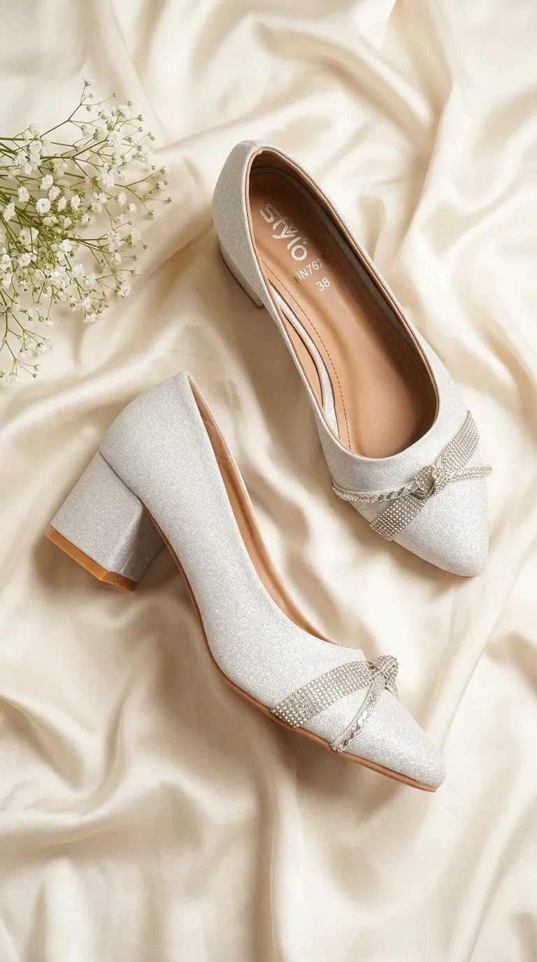 Silver Court Shoes For Ladies WN7625