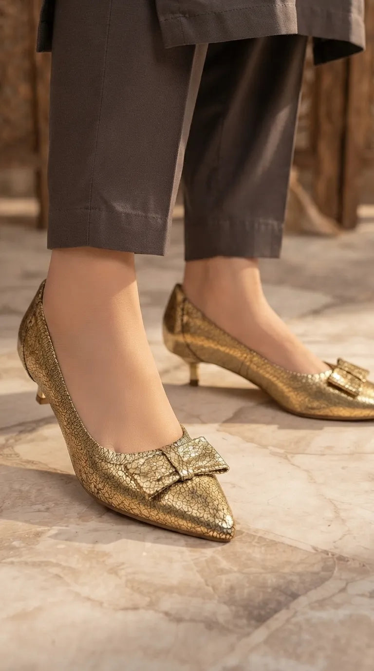 Golden Court Shoes For Ladies WN7656