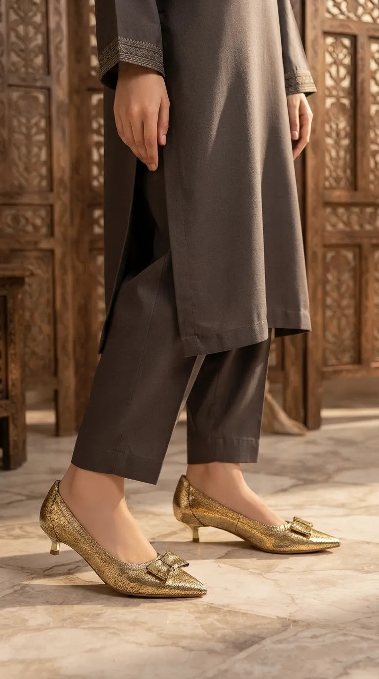 Golden Court Shoes For Ladies WN7656