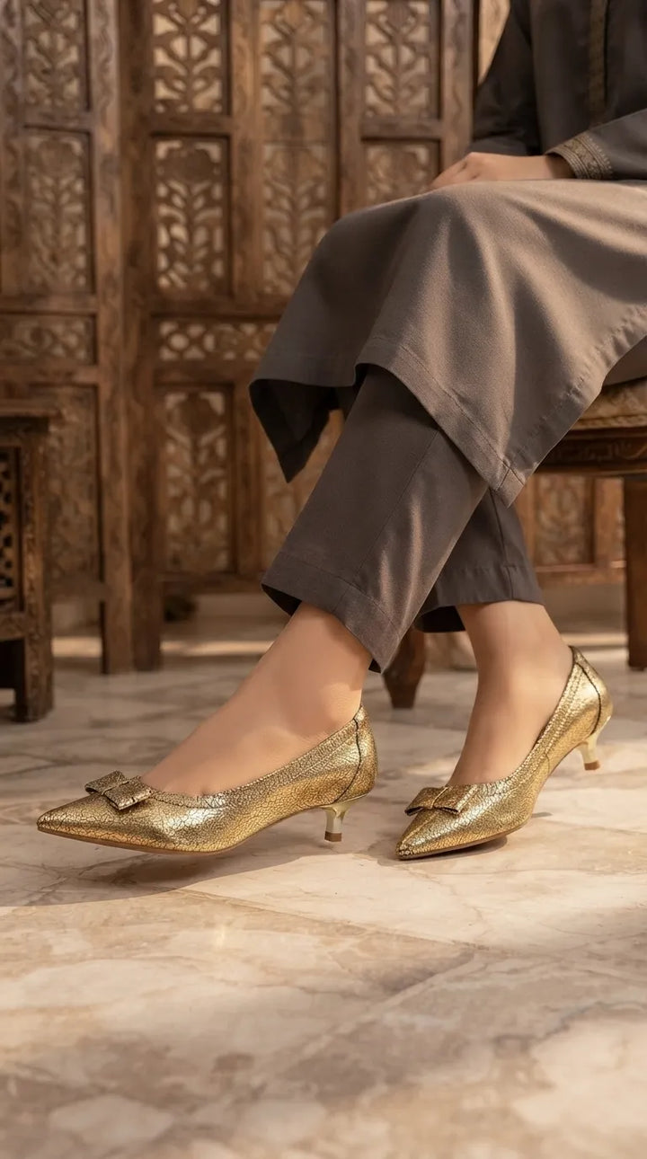 Golden Court Shoes For Ladies WN7656