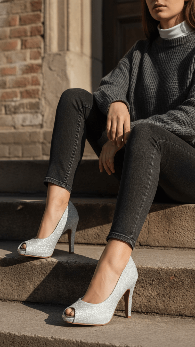 Silver Peep Toes WN8088