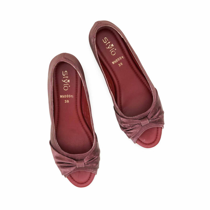 Maroon Winter Peep Toes For Ladies WN8091
