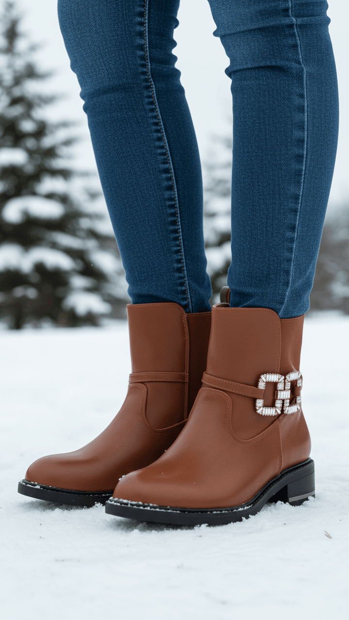 Brown Women Long Shoes WN9016