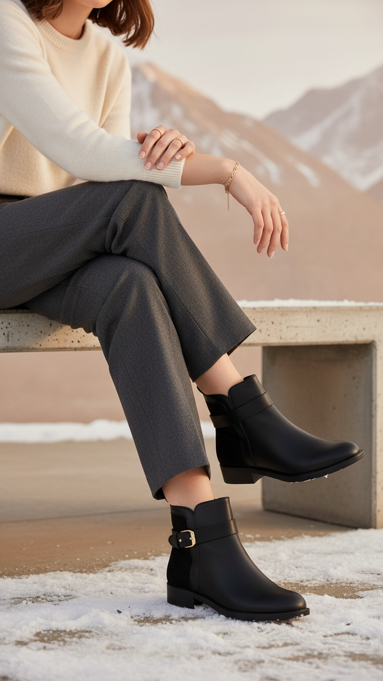 Black Long Shoes For Ladies WN9025