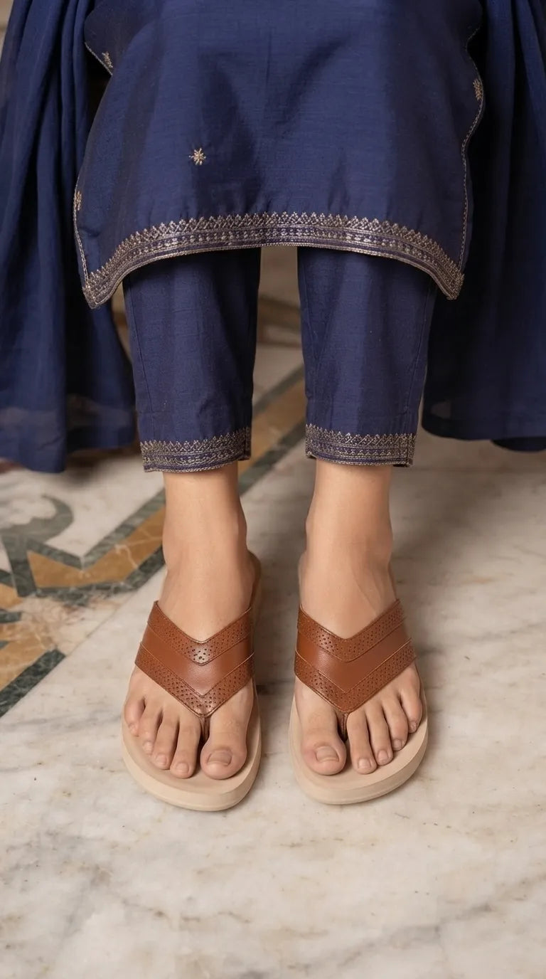 Tan Casual Chappal For Ladies WS0144