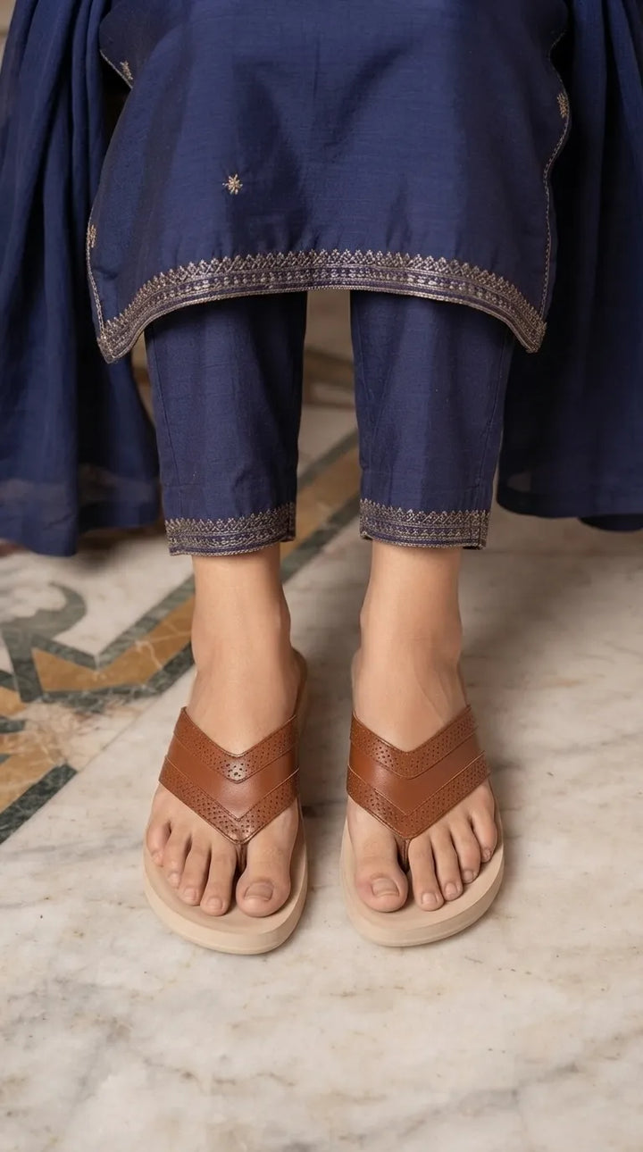 Tan Casual Chappal For Ladies WS0144