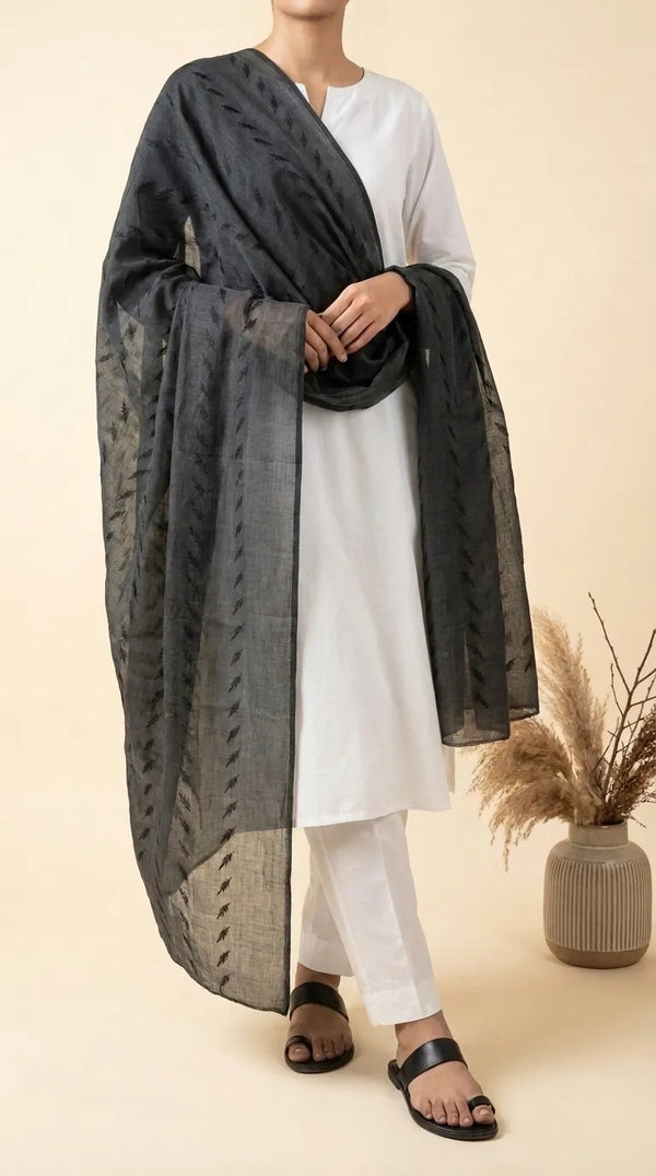 Black Summer Cotton Shawl PD618501