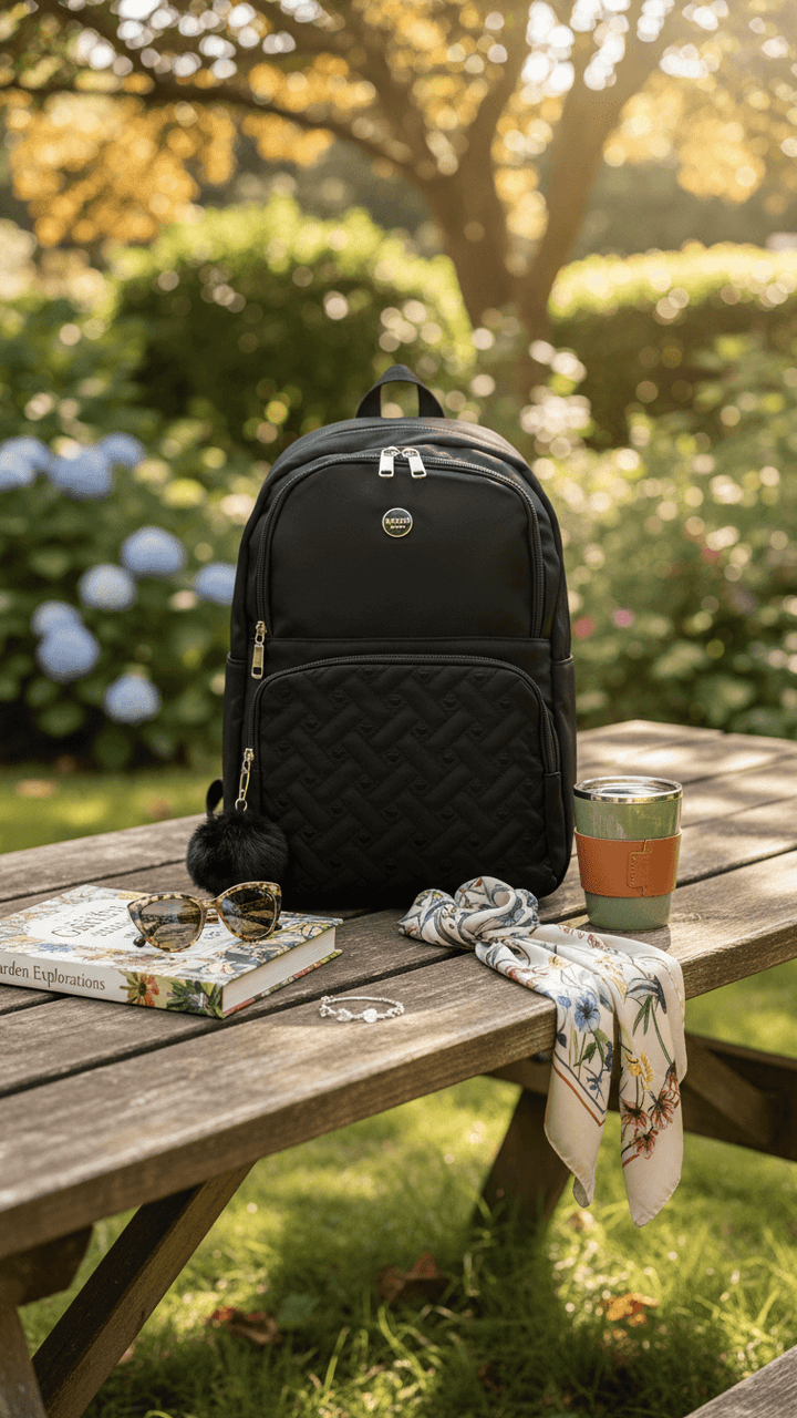 Black Casual Back Pack For Women P47473
