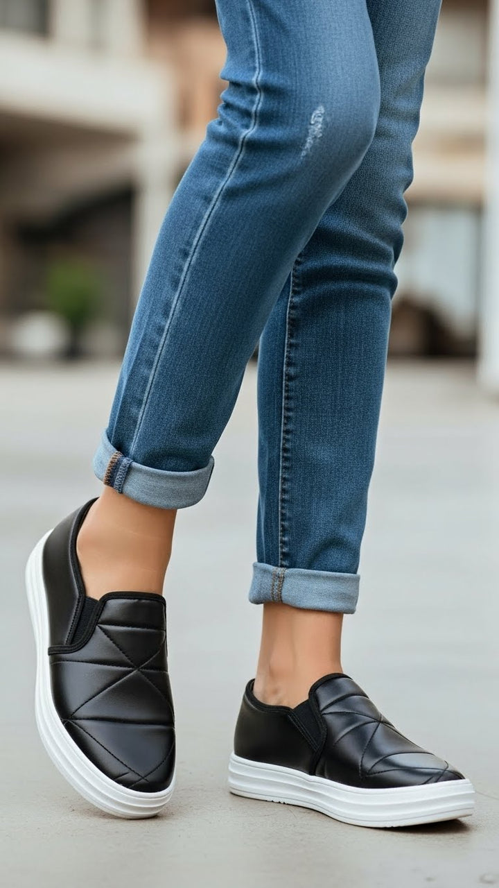 Black Canvas Slip Ons WN6199